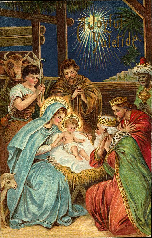 Victorian Nativity Christmas Card | Three Kings & Holy Family