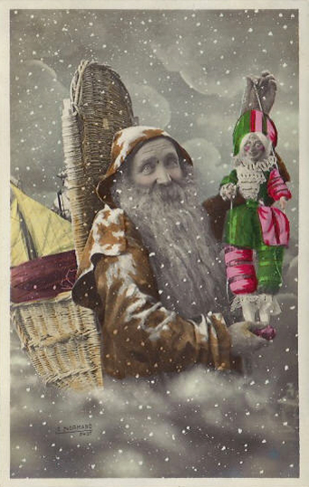 Victorian Santa Claus Christmas Greeting Card with Toys
