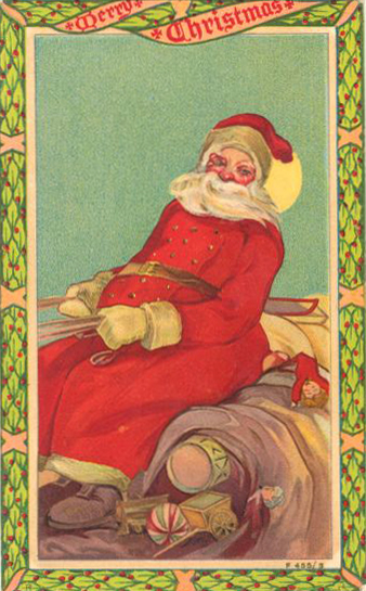 Vintage Christmas Santa Greeting Card, Early 1900s