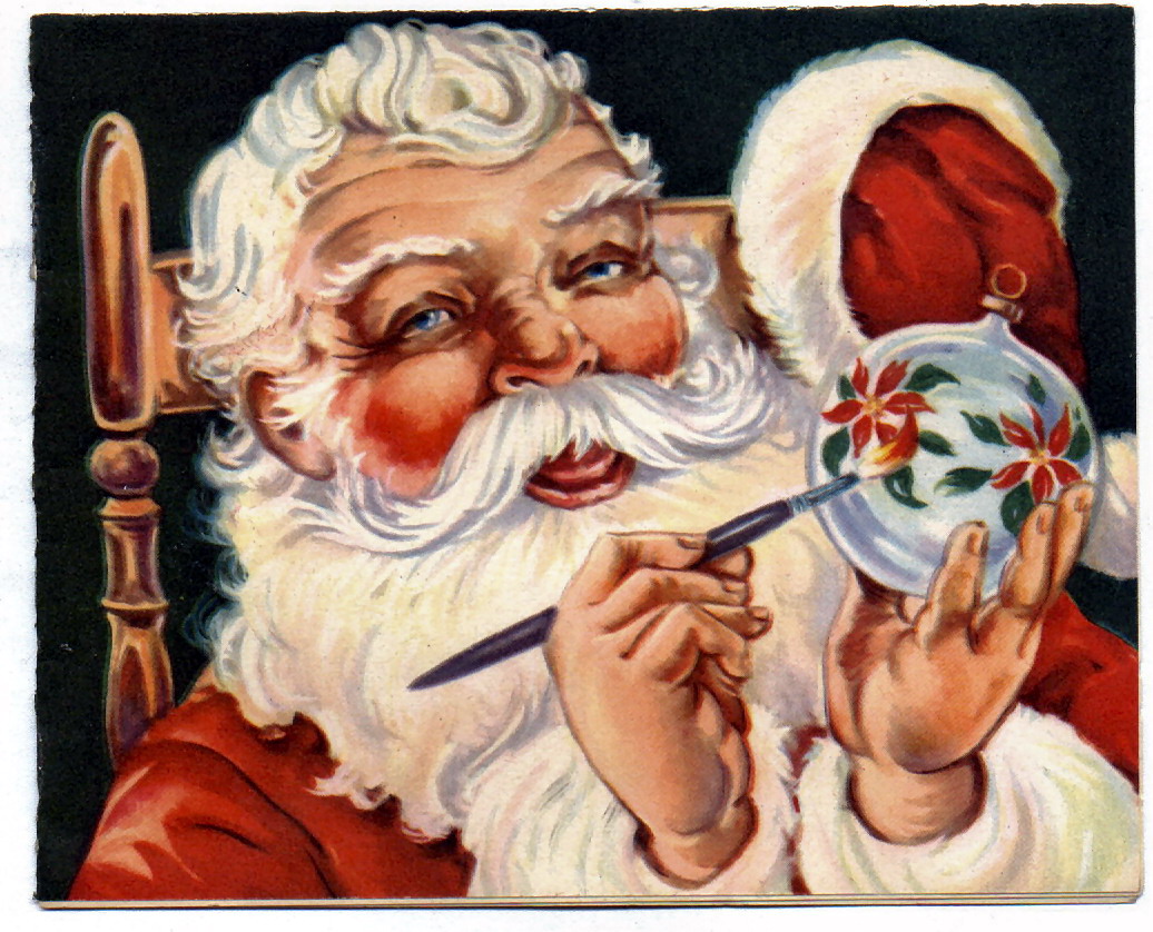 Vintage Santa Painting Christmas Greeting Card, Early 1900s
