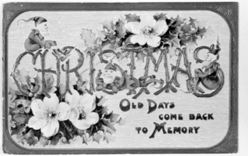 Vintage Christmas Greeting Card with Holly Flowers & Nostalgic Message