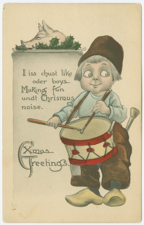 Edwardian Dutch Boy Drummer Christmas Postcard Xmas Greetings