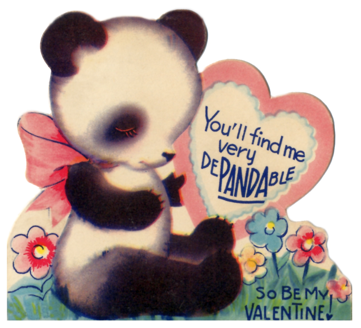 Vintage Panda Valentine Card 'Depandable' 1920s-1930s