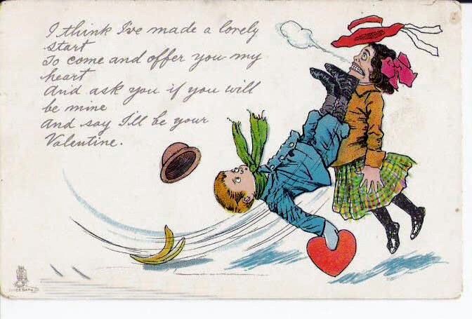 Edwardian Valentine's Day Greeting Card with Whimsical Couple