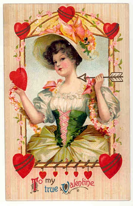 Victorian Valentine's Day Greeting Card with Cupid's Arrow