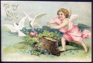 Victorian 'To My Love' Cherub Greeting Card with Dove