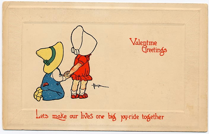 Vintage Valentine's Day Greeting Card with Children & Joy-Ride Theme