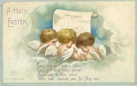 Holy Easter Angels Vintage Greeting Card - Victorian Religious Art