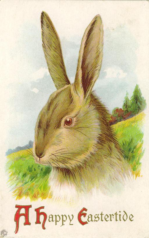 Vintage Easter Greeting Card with Charming Rabbit Illustration