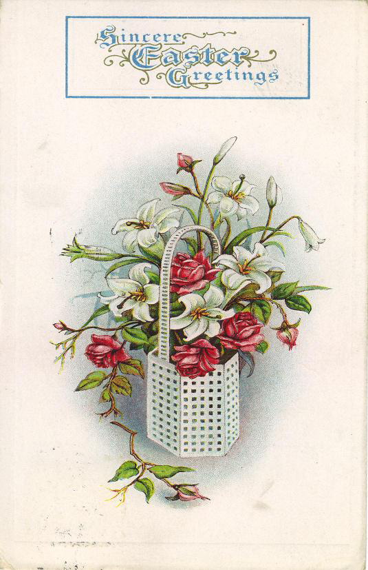 Sincere Easter Greetings Victorian Floral Card | Roses & Lilies