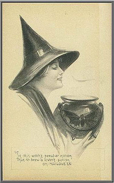 Vintage Witch Halloween Greeting Card Early 1900s