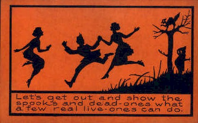 Vintage Halloween Silhouette Greeting Card 1920s-1930s