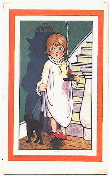 Vintage Child with Candle Halloween Greeting Card