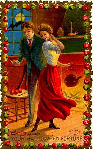 Victorian Halloween Fortune Telling Greeting Card with Ornate Border