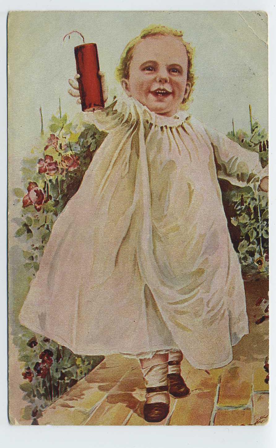 Vintage Edwardian Baby Firecracker Greeting Card