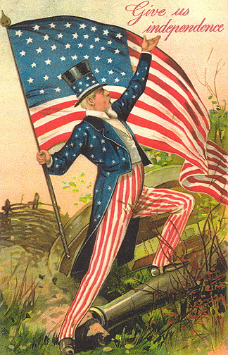 Vintage Uncle Sam Fourth of July Greeting Card - Give Us Independence
