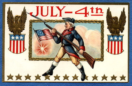 Vintage July 4th Patriotic Greeting Card with Soldier
