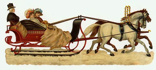 Victorian Horse-Drawn Sleigh Greeting Card with Elegant Passengers