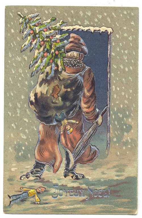 Victorian French Père Noël Christmas Card - Joyeux Noël 1890s