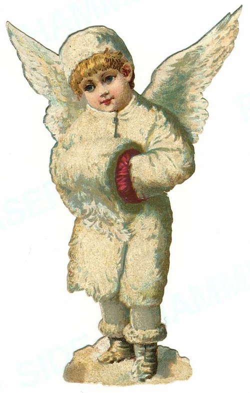 Victorian Angel Cherub Christmas Greeting Card Die-Cut