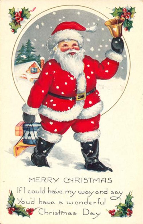 Vintage Santa Christmas Greeting Card, Early 1900s Holiday