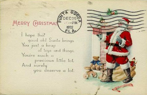 Vintage Santa Christmas Card 1922 Florida Postmark