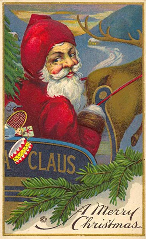 Vintage Santa Claus Christmas Greeting Card, Early 1900s