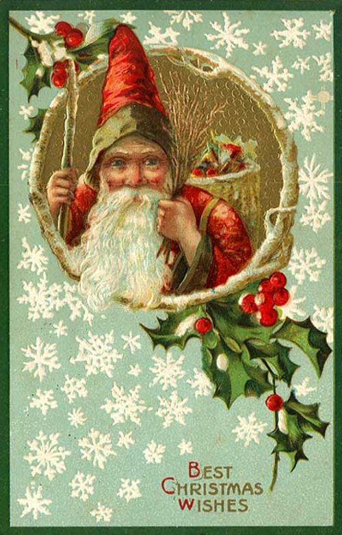 Victorian Santa Claus Christmas Wishes Greeting Card