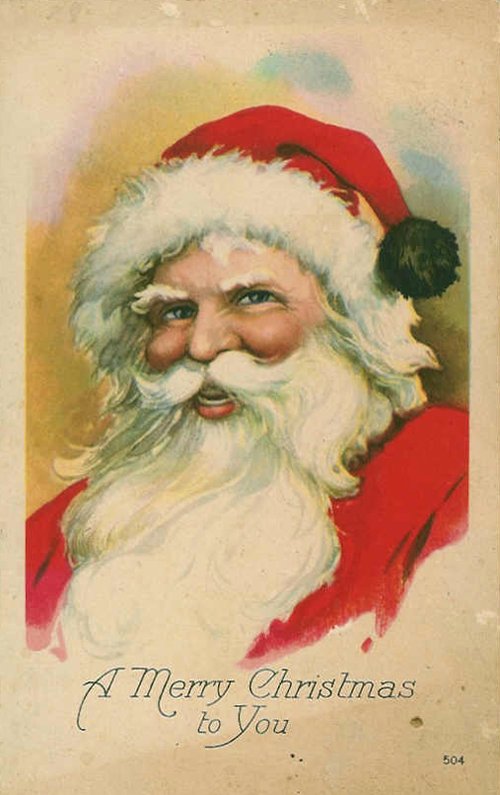 Vintage Santa Christmas Card - Classic Red & White Design
