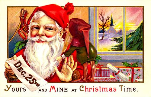 Vintage Santa Claus Christmas Greeting Card, December 25th