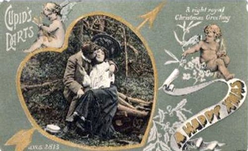 Victorian Cupid's Darts Christmas Greeting Card
