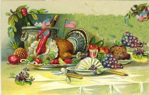 Victorian Thanksgiving Greeting Card Chromolithograph