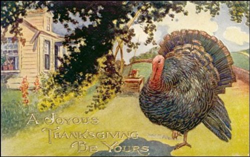 Vintage Thanksgiving Greeting Card with Turkey, Early 1900s