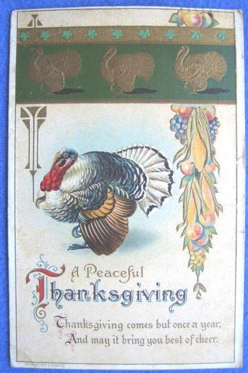 Victorian Thanksgiving Greeting Card with Turkey | 1890s