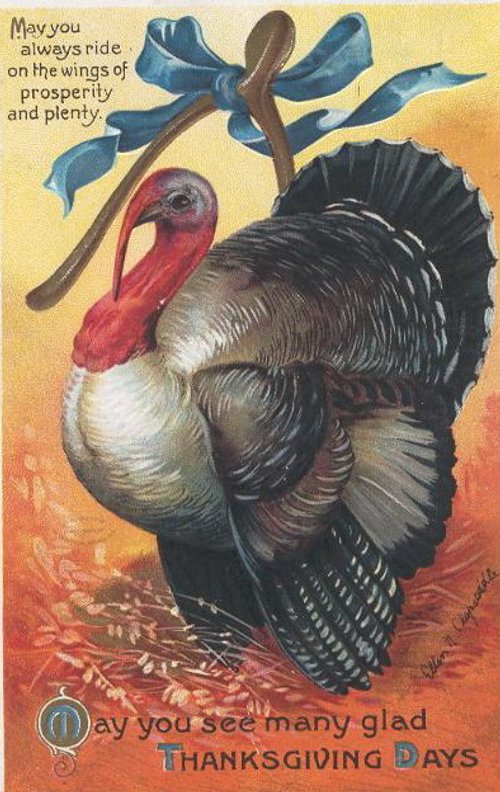 Vintage Thanksgiving Turkey Greeting Card, Early 1900s