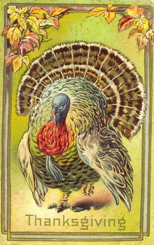 Victorian Thanksgiving Turkey Greeting Card | Autumn Foliage