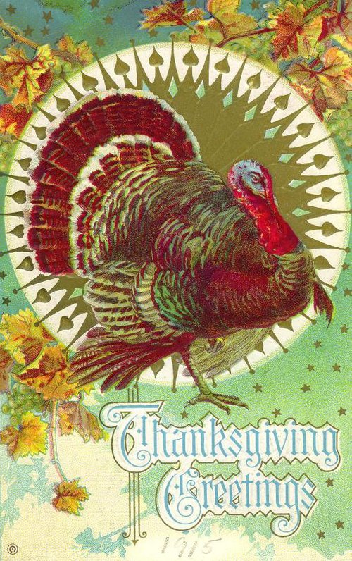Thanksgiving Greeting Card with Turkey, 1910s