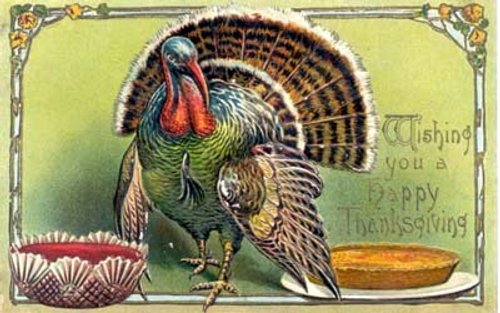 Vintage Thanksgiving Turkey Greeting Card - Early 1900s Chromolithograph