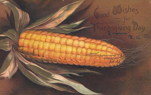 Vintage Thanksgiving Greeting Card with Golden Corn Victorian Era