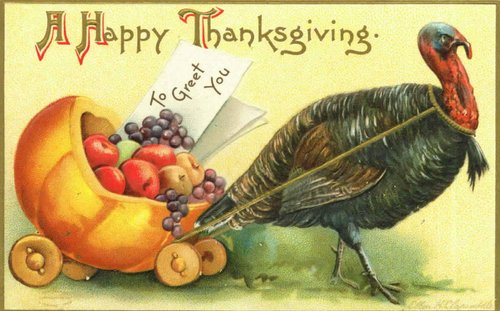 Vintage Thanksgiving Greeting Card Turkey Cornucopia Early 1900s