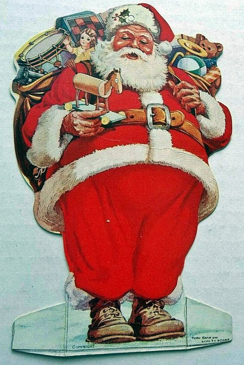 Victorian Die-Cut Santa Claus Christmas Greeting Card