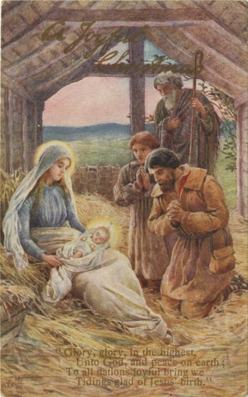 Victorian Christmas Nativity Greeting Card | Holy Birth Scene