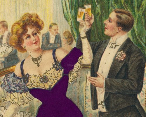 Elegant Edwardian Formal Party Greeting Card 1900s