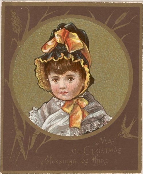 Victorian Christmas Greeting Card with Child Portrait