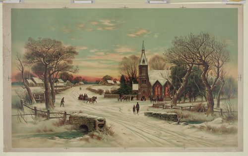Victorian Winter Church Scene Greeting Card | Christmas Card