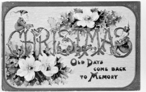 Vintage Christmas Greeting Card with Holly Flowers & Nostalgic Message