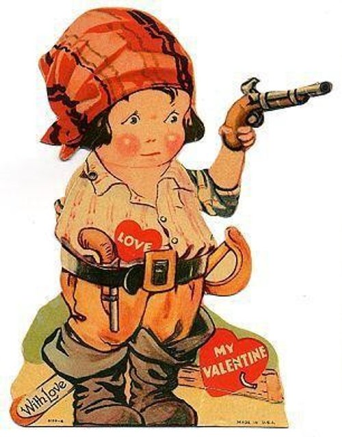 Vintage Die-Cut Cowboy Valentine Card, Early 1900s