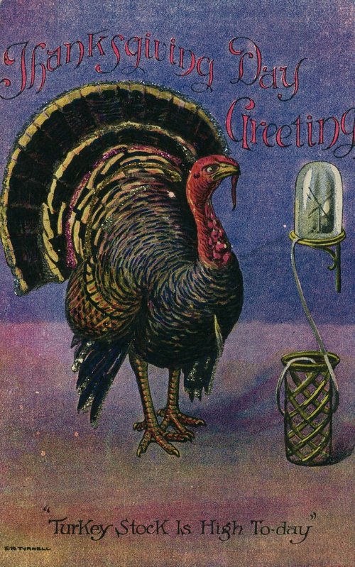 Vintage Thanksgiving Greeting Card with Tom Turkey, Early 1900s