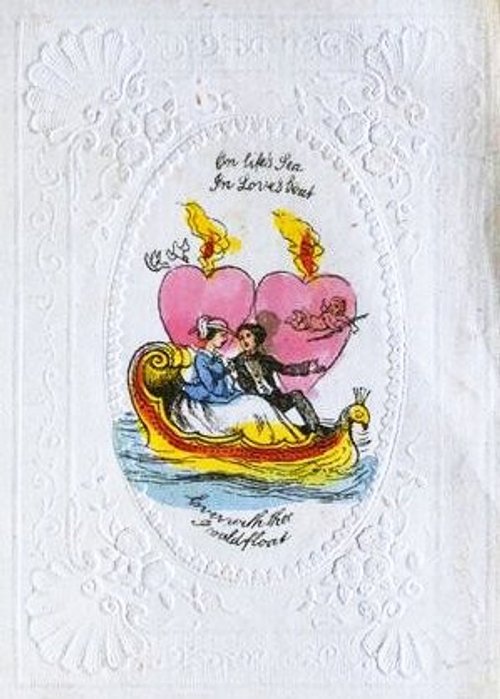 Victorian Love Letter Gondola Valentine Greeting Card