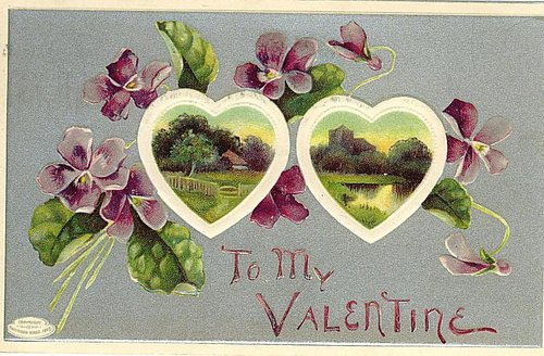Victorian Valentine's Day Greeting Card with Heart Windows